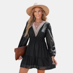 Women's Chevron V-Neck Peasant Sleeve Dress - Cupshe -Cupshe GUEST 8fd9c571 0d6a 44cf bb72 5f8b5d5ce4d9