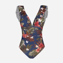 Women's Floral Ruffled Lace Up One Piece Swimsuit - Cupshe -Cupshe GUEST 907a528b bb35 45d3 aef4 5ed8e817f87f