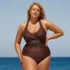 Women's Plus Size Mesh Cross Back One Piece Swimsuit -Cupshe -Cupshe GUEST 9111aa0d e6b3 43ab a99d e65f2c54b1a0