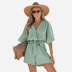 Women's Belted Surplice Short Romper - Cupshe 14 Women's Belted Surplice Short Romper - Cupshe -Cupshe GUEST 91416d06 ea89 4397 b348 369f89723a5a