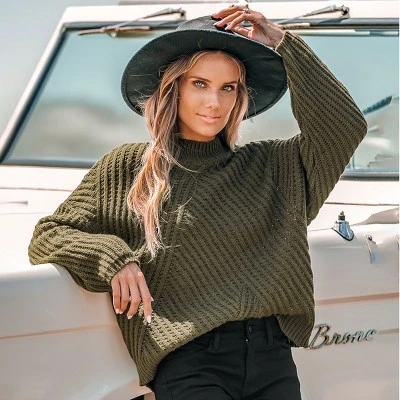 Women's Dark Green Chunky Knit Turtleneck Sweater - Cupshe 7 Women's Dark Green Chunky Knit Turtleneck Sweater - Cupshe - Image 5