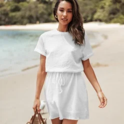 Women's Knit Drawstring Mini Dress - Cupshe -Cupshe GUEST 957c646b 89dd 43ce a280 648f82e52ca4