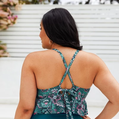 Women's Plus Size Paisley Ruffled Tankini Top - Cupshe 5 Women's Plus Size Paisley Ruffled Tankini Top - Cupshe - Image 3