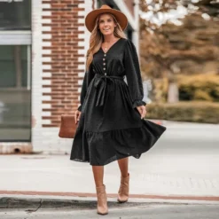 Women's Clip Dot Belted A-Line Midi Dress - Cupshe -Cupshe GUEST 976e1af5 4bb5 44b7 8277 f87f14d048d6