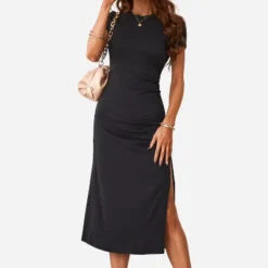 Women's Short Sleeve Ruching Bodycon Midi Dress - Cupshe -Cupshe GUEST 97940faf 4c7e 4942 9703 9840305c78c5