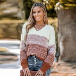 Women's Striped V Neck Drop Sleeve Sweater - Cupshe -Cupshe GUEST 98022718 8455 4cd6 a2c2 a3825bd0aef4