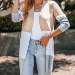 Women's Colorblock Open-Front Longline Cardigan - Cupshe -Cupshe GUEST 9b07625d 5731 4aaf a7df 00b9ab75a453