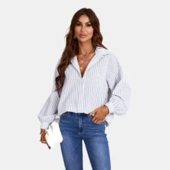 Women's Long Sleeve Pinstripe Blouse Shirt - Cupshe -Cupshe GUEST 9c08c320 fb66 4ad5 ab22 ece02122c30f