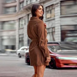 Women's Belted Corduroy Button-Front Mini Dress - Cupshe -Cupshe GUEST 9ce9ecec 5423 4e2c b04b a8fc9bc87203