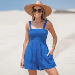 Women's Square Neck Smocking Romper - Cupshe -Cupshe GUEST 9da1b6b8 f198 484c ab79 63f8b7b71b07