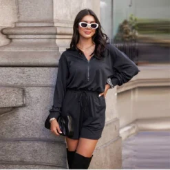 Women's Drawstring Half-Zip Long Sleeve Romper - Cupshe -Cupshe GUEST 9efc1eba d5b9 4f2a 8744 39f9c2f99bcc