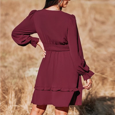 Women's Autumn Air Bow Tiered Ruffled Mini - Cupshe 5 Women's Autumn Air Bow Tiered Ruffled Mini - Cupshe - Image 3