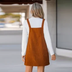Women's Corduroy Mini Overall Dress - Cupshe -Cupshe GUEST a1fd6e77 98fe 4b84 aec2 f76b73ad5ff7
