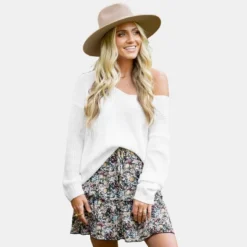 Women's Classic Cozy Rib V-Neck Sweater - Cupshe -Cupshe GUEST a2034266 6bde 43e5 8ad3 dae0ef63302f