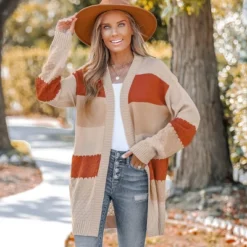 Women's Striped Textured Knit Open Front Cardigan - Cupshe -Cupshe GUEST a294f7b4 1fcf 46ad 9c2f e18d82f69e58