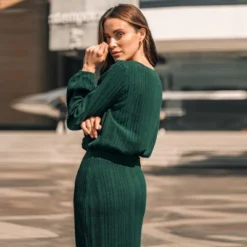 Women's Emerald Ribbed Midi Dress - Cupshe -Cupshe GUEST a36cac52 80ec 4958 88b7 018a7bc0d3d2
