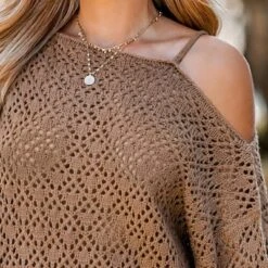 Women's Cutout Crochet One Shoulder Sweater - Cupshe -Cupshe GUEST a37a190d db2c 45f8 80ec 29edcbc5e8fb