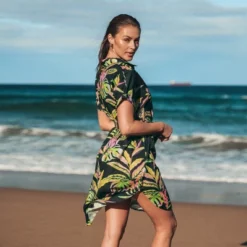 Women's Tropical Leaf Shirt Collar Dress - Cupshe