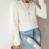 Women's Cable Knit Drop Shoulder Sweater - Cupshe -Cupshe GUEST a5221db3 adc3 440e a758 e97b3d0d250b