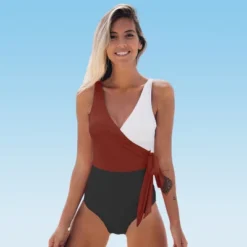 Women's Color Block Tie Side One Piece Swimsuit - Cupshe -Cupshe GUEST a5a72370 7b25 4203 8c7e c8b37fae4ddc