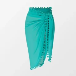 Women's Pom Pom Trim Tie Side Cover-Up Sarong - Cupshe -Cupshe GUEST a5f8b018 67b0 4a03 8181 d59b3d7082e9