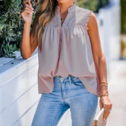 Women's Smocked Half-Placket Top - Cupshe 13 Women's Smocked Half-Placket Top - Cupshe -Cupshe GUEST a6ae9d2a 2af9 41e2 802d a5a5cef3e2c5