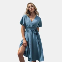 Women's Belted Flare Sleeve Midi Dress - Cupshe -Cupshe GUEST a6db508c f143 47e4 9a10 0b274fbdbfe4
