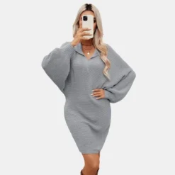 Women's Chunky Knit V-Neck Collar Sweater Dress - Cupshe -Cupshe GUEST a754f17a 326f 4c61 973b 0175a8874bb7