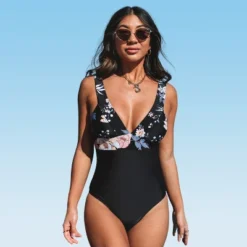 Women's One Piece Swimsuit Vintage Cutout Floral V Neck Bathing Suit - Cupshe -Cupshe GUEST a87b3789 2ace 4e5d 892a 64ec2b823854
