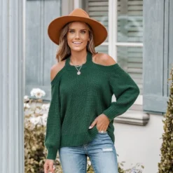Women's Toasty Open-Shoulder Rib Sweater - Cupshe -Cupshe GUEST ab3605a9 31e7 4224 94d9 41c89583a48e