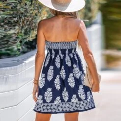 Women's Geo Print Smocked Mini Tube Dress - Cupshe -Cupshe GUEST ab4c57e3 f975 4a13 be9f 0338def236cd