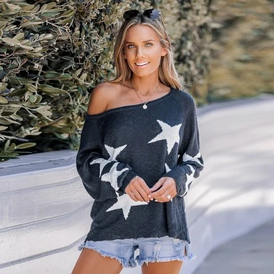 Women's Star Print One-Shoulder Sweater - Cupshe 9 Women's Star Print One-Shoulder Sweater - Cupshe - Image 7