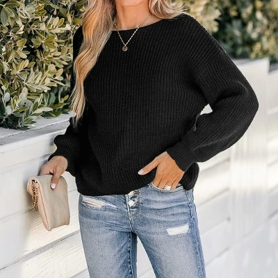 Women's Onyx Chunky Knit Sweater - Cupshe 5 Women's Onyx Chunky Knit Sweater - Cupshe - Image 3