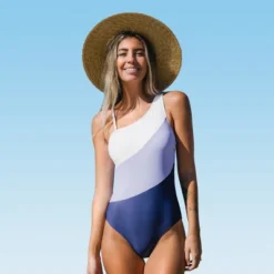 Women's Color Block One Shoulder One Piece Swimsuit - Cupshe -Cupshe GUEST af0b28fe 696c 4edb 9fc3 44f84e2c6e09