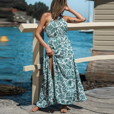 Women's Leaf Halter Maxi Dress - Cupshe 3 Women's Leaf Halter Maxi Dress - Cupshe