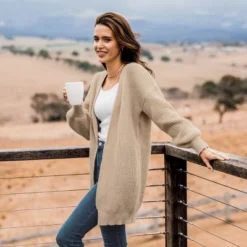 Women's Sand Purl Knit Open-Front Cardigan - Cupshe