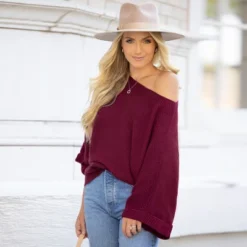 Women's Warm Hugs Rib One-Shoulder Sweaters - Cupshe -Cupshe GUEST b2083baa fbac 4e17 8ada cf5c4911d5f2