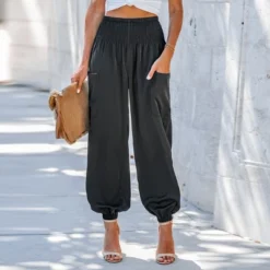 Women's Smocked High Waist Ruched Joggers - Cupshe -Cupshe GUEST b2c1e737 a2ee 4fd8 832f fea6ecf4885a