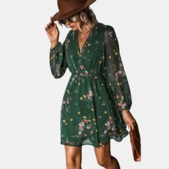 Women's Floral Long Peasant Sleeve Chiffon A-Line Mini Dress - Cupshe -Cupshe GUEST b3f8905a c49e 4f9a 811d 2cd7944b136f