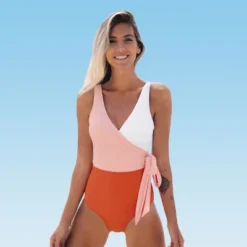 Women's Color Block Tie Side One Piece Swimsuit - Cupshe -Cupshe GUEST b50bf12a f0c7 4c3a 9e76 1f9d3479c523