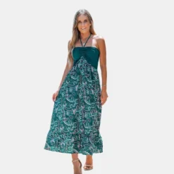 Women's Paisley Print Halter Ruched Maxi Dress - Cupshe -Cupshe GUEST b5398150 8ac2 4fe1 adfb ac8d15a88ec9