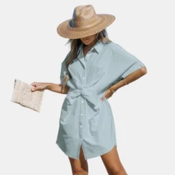Women's Twist Mini Shirt Dress - Cupshe -Cupshe GUEST b5be97f5 63fb 468b 8793 eabe97b647f8