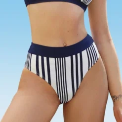 Women's Stripes High Waist Bikini Bottom- Cupshe -Cupshe GUEST b5f0e7b6 b9d0 422b b1c2 505557fffc5f