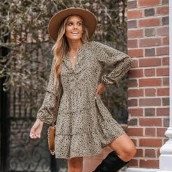 Women's Speckled Print Peasant Sleeve Mini Dress - Cupshe -Cupshe GUEST b6f90621 93a2 4e5d 8d90 eb6e05909de6