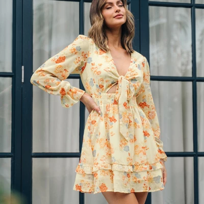 Women's V Neck Floral Cutout Mini Dress - Cupshe 6 Women's V Neck Floral Cutout Mini Dress - Cupshe - Image 4