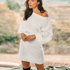 Women's Chunky Knit One-Shoulder Sweater Dress - Cupshe -Cupshe GUEST b858aa21 477a 46c3 9c2c e79269be78d2