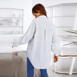 Women's Long Sleeve Pinstripe Blouse Shirt - Cupshe -Cupshe GUEST b8d19bbc 7662 468e 8f0d 25c38a36623e