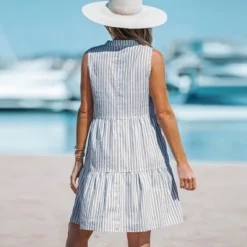 Women's Striped V-Neck Mini Dress - Cupshe -Cupshe GUEST b9b8df24 b540 4b69 a7de 831b0319f966