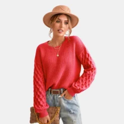 Women's Long Sleeve Honeycomb Knit Pullover Sweater - Cupshe -Cupshe GUEST ba40232b ee24 4085 9782 a293c074fe2d