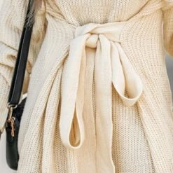 Women's Belted Cream Mini Sweater Dress - Cupshe -Cupshe GUEST bcc2c0bf e517 4fec a900 9a68b7dd1823